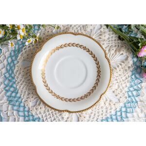 Vintage Castleton Laurel pattern soup saucer plate with gold trim 6 3/4"